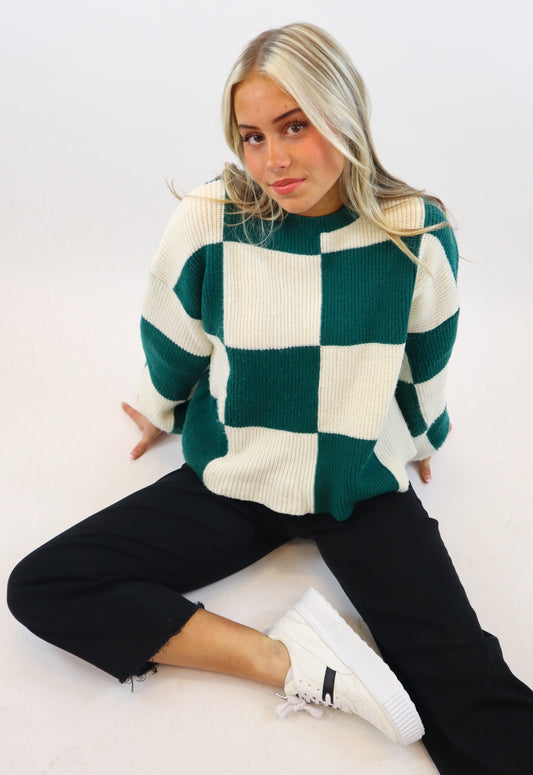 Oversized Checkerboard Sweater
